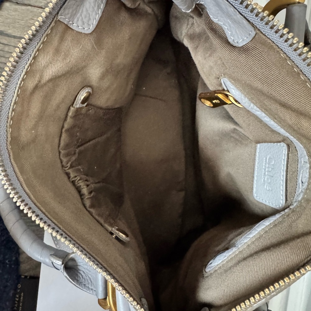 Chloe Marcie Medium Gray Leather Satchel - Picture 4 of 16
